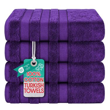 Набір розкішних рушників American Soft Linen з преміум турецької бавовни, готельна якість, 6 предметів, насичений фіолетовий колір