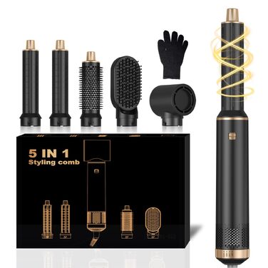 Мультистайлер для волосся 5 в 1 MogaWave Airstyler Airbrush Pro 1000W: фен-щітка, плойка та об'ємний стайлер з іонізацією, чорний