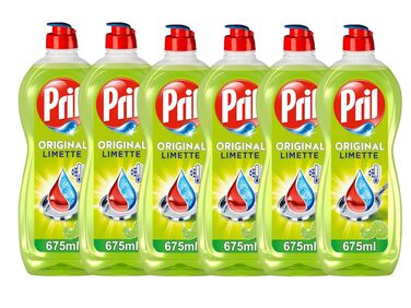 Засіб для миття посуду PRIL Original Лайм, висока розчинна сила жиру, для холодної води, 675 мл (набір 6 шт)