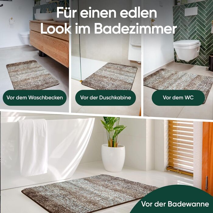 Килимок для ванної кімнати 50x80 см, антиковзаючий - килимок для ванної кімнати, великий, пральний | Високоякісні килимки для ванної кімнати, килими, підлоги для ванної кімнати, килимки для душу для ванної кімнати, душу та інше | чорний (50 x 80 см, Бежев