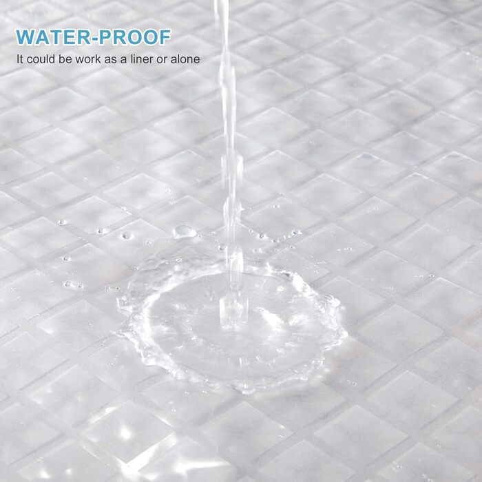 Шторка для душу Furlinic Anti-Schimmel, водонепроникна, прозора, EVA, 120x180 см, 3D ефект ромбу, 8 прищіпок, з камінням