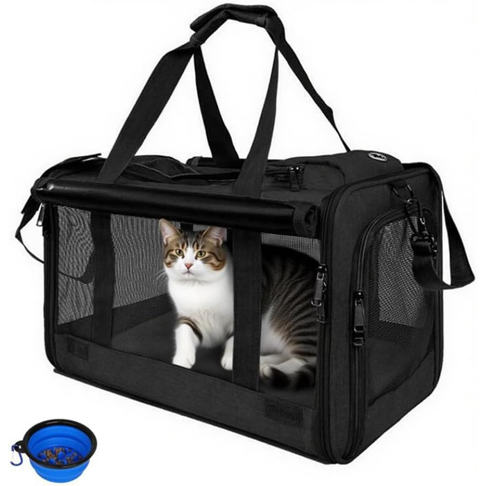 Складана переносна переносна сумка-переноска для собак та котів Oxford, 46 x 46 x 30 см (Чорний)