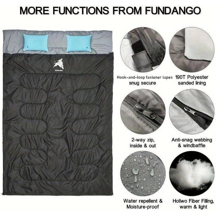 Сплячий мішок 3-4 сезони, водовідштовхувальний, легкий, для піших прогулянок, кемпінгу та подорожей, підходить для дорослих та дітей, 220 x 150 см