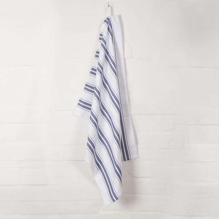 Sticky Toffee Striped Dishcloths 100% Cotton | 5-Piece Set | 50 x 70 cm | Blue Stripes | Absorbent Restaurant Bar Glass Dishcloths