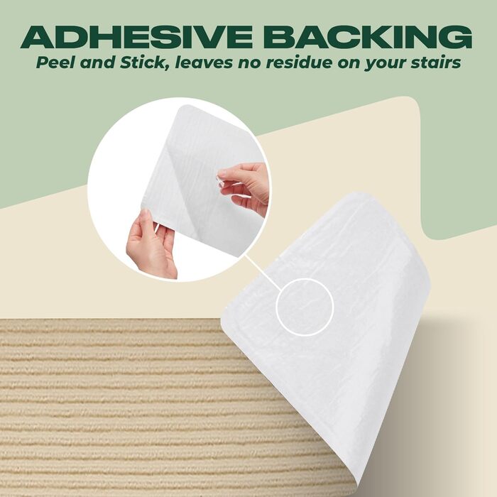 Набір сходинкових килимків MBIGM (15 шт.) - самоклеючі, безпечні, для дітей, літніх людей та домашніх тварин (Camel, 20x76 см)