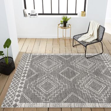 JONATHAN Y MOH200C-8 Amir Moroccan Beni Souk Rug Bohemian Farmhouse Rustic Geometric, easy care, bedroom, kitchen, living room, unclipped, 240 cm x 300 cm, gray, cream