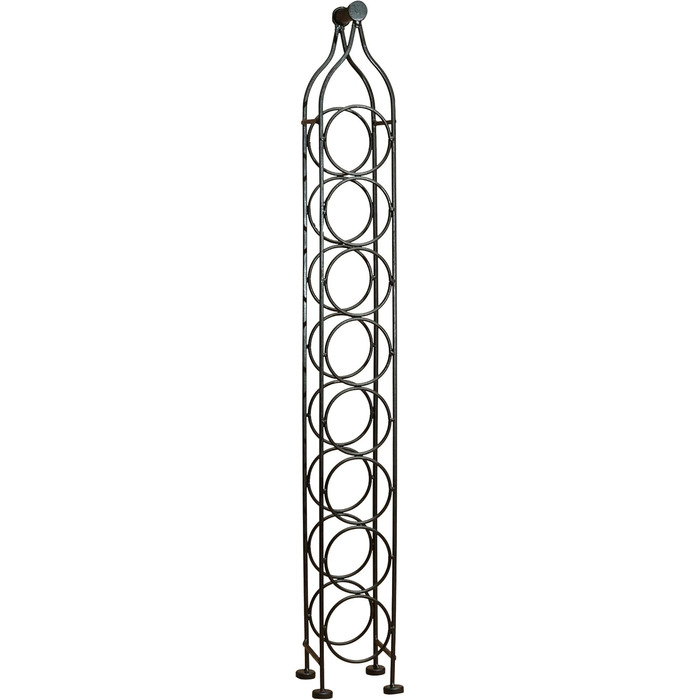 Biscottini Wrought Iron Bottle Rack 12xR12x105cm - Wine Rack with Antiqued Black Finish - Bottle Holder with 8 Bottle Spaces