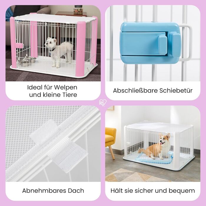 Забіг для цуценят Iris Ohyama з дверцятами та знімним дахом, 60 см, білий. Забіг для котів, переноска для собак, для вулиці та дому. Підходить для цуценят, середнього розміру. Модель CLS-1130