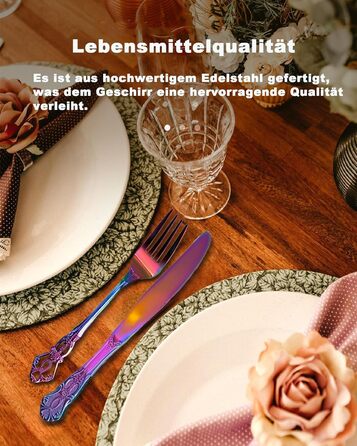Набір столових приборів Retro на 6 осіб з нержавіючої сталі, 24 предмети, антикварний бароковий дизайн (Райдуга)
