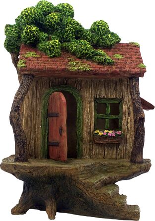 PRETMANN's Fairy Garden House - large fairy tree house with a door that opens - 22.9 cm high - fairy garden accessories