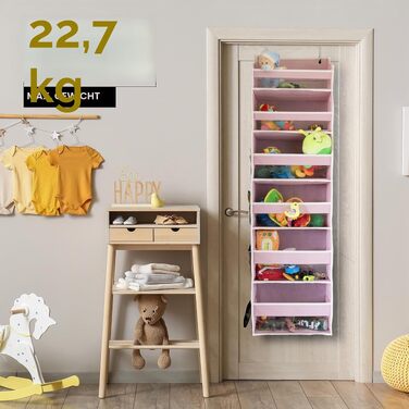 Підвісний органайзер на двері HOMELUX THEORY для спальні, ванної та дитячої кімнати, 140x36x17 см, 18 кишень, блакитний