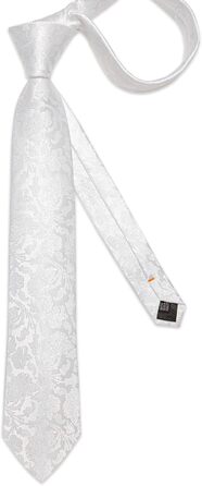 Краватка чоловіча шовкова з візерунком павліочиків та квітів DiBanGu, комплект з нагрудною хустиною, краваттями-манжетами та краваттями-зажимами для весілля та ділових зустрічей, білий