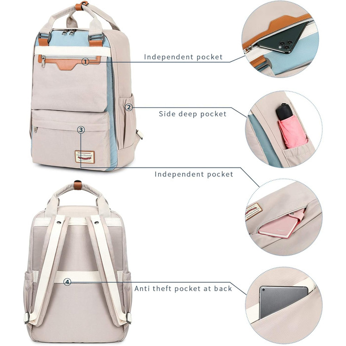 Рюкзак Myhozee для чоловіків та жінок з відділенням для ноутбука 15.6 дюймів, антикрадійний, водонепроникний, для роботи, навчання, подорожей, сірого кольору