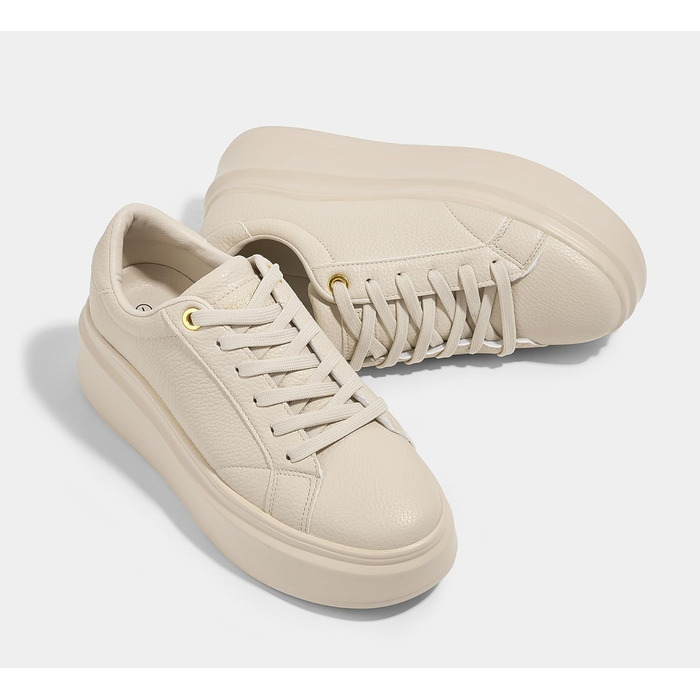 Жіночі кросівки на платформі LUCKY STEP, стильні кеди, класичні повсякденні туфлі, штучна шкіра, зручне взуття на кожен день (Бежевий, 37 EU)