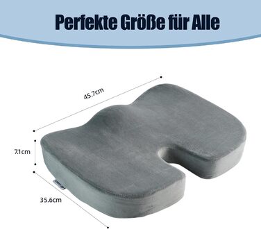Подушка для попереку та сидіння Egret з Memory Foam для офісного крісла та авто, сіра. Підтримка спини, корекція постави, зняття болю.