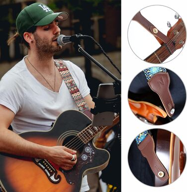 Гітарний ремінь Nefelibata Banjo-Gurt, 5,1 см, повна шкіра з телячої шкіри, бохо-коричневий