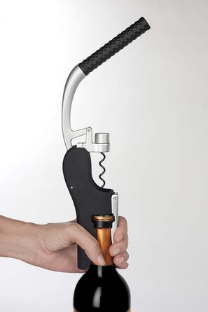 Arcos Wine Opener - Black & Gray Ergonomic Corkscrew with ABS & Zinc Alloy Handle