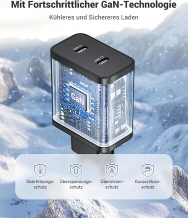 Зарядний пристрій ZKAPOR з 4 USB-C портами, 45W, білий (PD+QC)