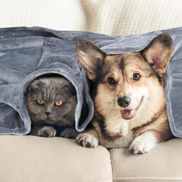 Водонепроникний коврик для собак Nobleza, XXL (203 x 152 см), м'який та пухнастий, для дому та вулиці, підходить для котів, можна прати в пральній машині, двосторонній чохол для дивану, сірий