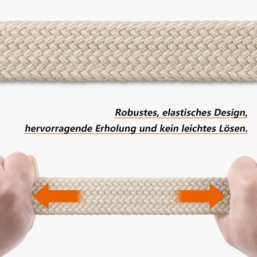 Тканинний плетений ремінь LAKIDAY: еластичний, унісекс, 3.5 см, 100-130 см, бежевий