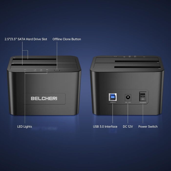 Док-станція для HDD/SSD USB 3.0 на 2 слоти, для 2.5