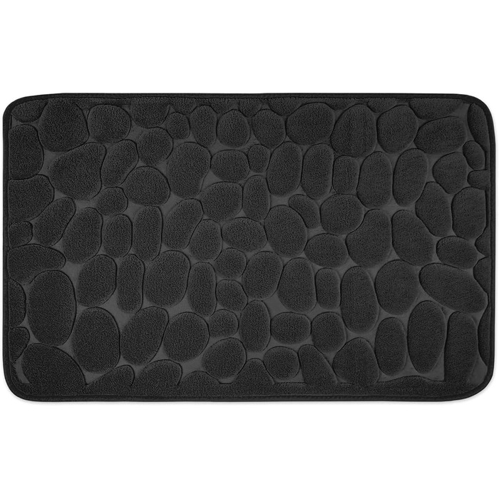 Memory Foam Bathroom Rug - Non-Slip Washable & Quick-Drying Bath Mat - 50x80 cm Black
