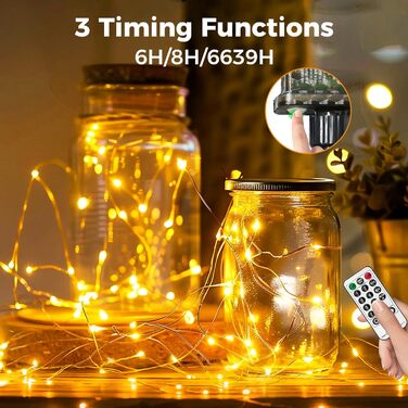 Льорочка LED 200 LED, 100 м, тепле біле світло, для дому та саду, з пульт керування, таймер, 8 режимів, вологостійка, для декору