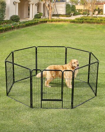 Вольєр для тварин Feandrea Freilaufgehege XL (77x80 см), чорний, з 8 панелей, DIY, для дому та вулиці