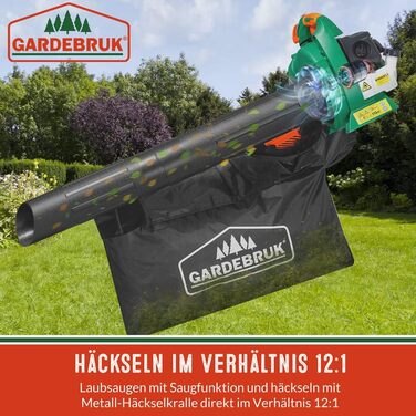 GARDEBRUK® 4-in-1 Leaf Blower - Gasoline, Blowing Speed 68m/s, 45L Collection Bag Included, Leaf Blower, Shredder, Garden Vacuum
