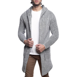Чоловічий кардиган Carisma з капюшоном, довгий, сірий, розмір L