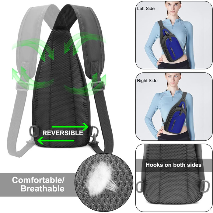 Чоловіча нагрудна сумка-рюкзак на плече, Crossbody Bag, для активного відпочинку, спорту та прогулянок з собакою (Блакитна)