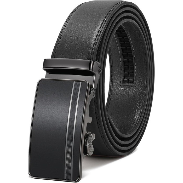 Чоловічий шкіряний ремінь WERFORU з автоматичною пряжкою, ширина 3.5 см, чорний, для штанів/джинсів, довжина 130 см (об'єм талії 90-110 см)