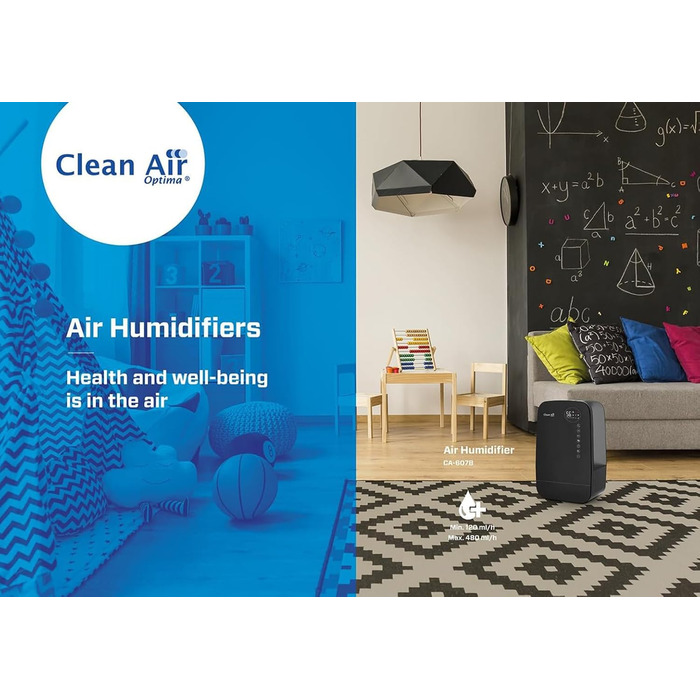 Зволожувач повітря з іонізатором та ароматерапією Clean Air Optima CA-607B Smart (Чорний) - продуктивність 480 мл/год, об'єм резервуару 5,5 л, для приміщень до 65 м²
