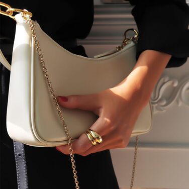 Сумка жіноча Kleine Handtasche біла: PU-шкіра, ланцюжок, ремінець через плече, 26x7x15 см