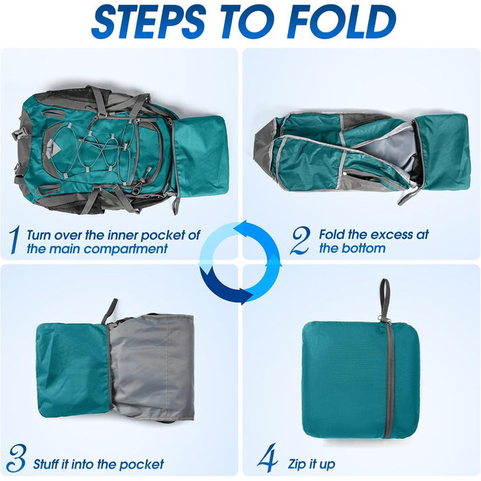 IGOLUMON Hiking Backpack for Men and Women, 40L Waterproof Backpack, Lightweight Foldable Travel Backpack, Trekking Backpack with Reflective Strips for Cycling, Climbing, Mountaineering and Travel Sports (Green)