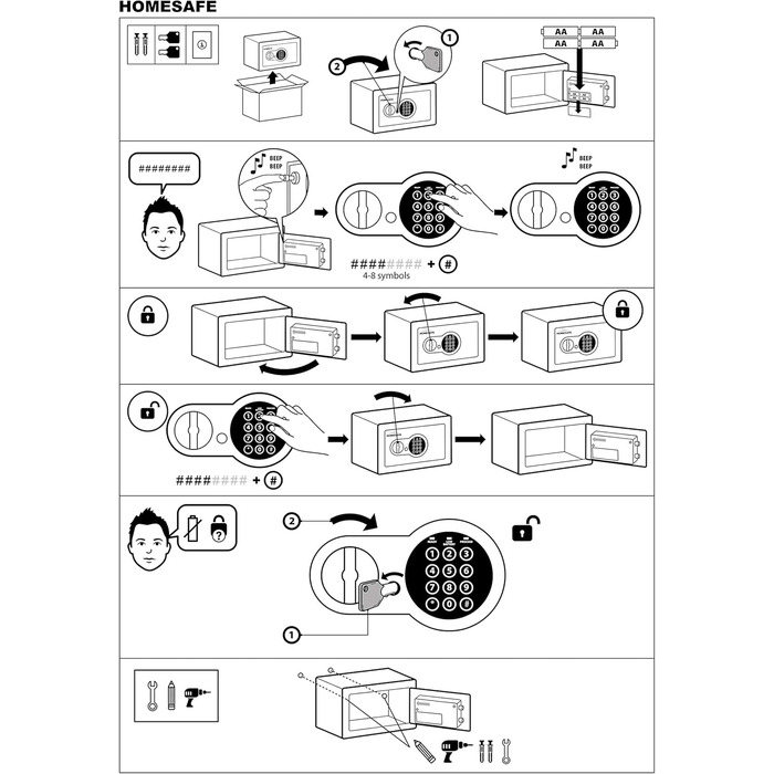 Міцний сейф HomeSafe HV24E з електронним замком: 20x44x38 см. Захист для дому, грошей, прикрас, документів та ноутбука.