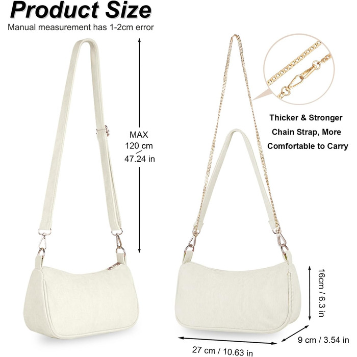Сумка жіноча FITDON Cord Hobo бежевого кольору через плече, міні ретро сумка Y2K з 3 знімними ремінцями