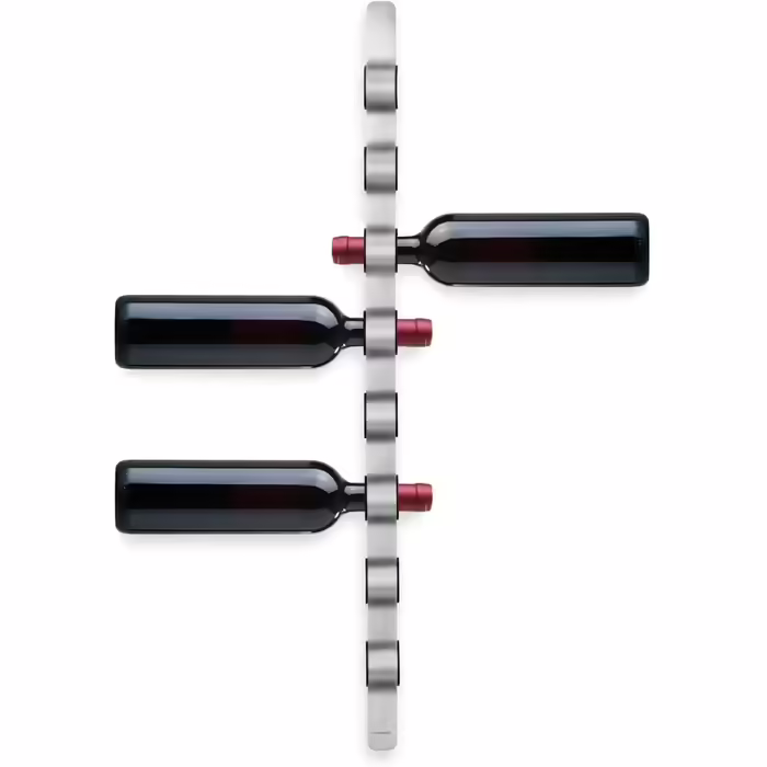 blomus -CIOSO- Wine Bottle Wall Mount in Exclusive Design, Brushed Stainless Steel, Space for 8 Bottles, Exceptional Wine Presentation, High Quality (H / W / D: 74.5 x 3.5 x 7 cm, Stainless Steel, 65193)