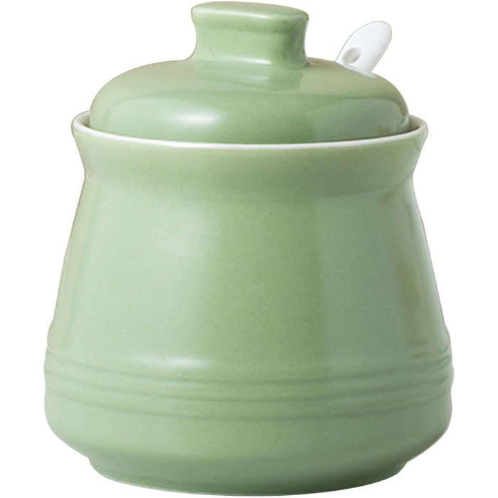Ceramic Sugar Bowl with Spice Jars, Sugar Bowl with Lid, Sugar/Salt Pot/Seasoning Canister, Sugar Storage Jar, Sugar Pot, Sugar Container/Spice Jar (Green)