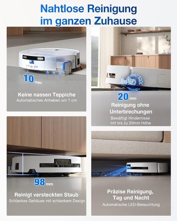 Робот-пилосос ECOVACS DEEBOT T80 Omni з функцією миття підлоги, 18000 Па, OZMO Roller, автоматичне миття мопів, ZeroTangle 3.0, миття гарячою водою (40-75°C), білий