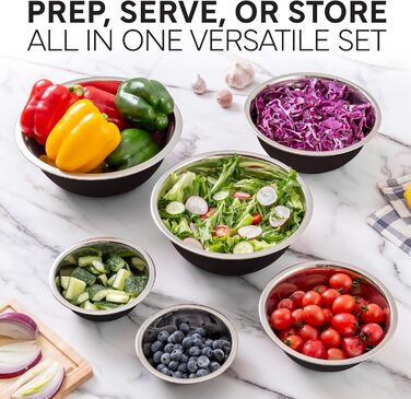 Набір місок для змішування Cook With Color, нержавіюча сталь, 6 штук, чорний колір