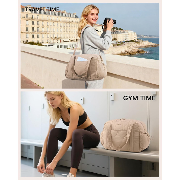 Спортивна сумка LOVEVOOK для жінок, 20L, Khaki. Компактна дорожня сумка-мішок, Wickeltasche, для подорожей, спортзалу, перельотів. Водостійка, для перенесення речей, Wickeltasche, Kliniktasche, Geburt.