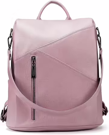 molshine Anti-Theft Backpack made from vegan leather, fashionable casual bag, travel daypack, shoulder backpack, handbags for women and men HB041 (Violet/Purple)