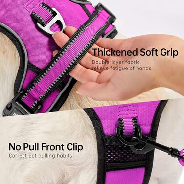 Нашийник для собак середніх порід NESTROAD, розмір M, анти-тяга, обхват шиї 33-43 см, обхват грудей 43-64 см, безпечний, з підкладкою, колір: рожевий