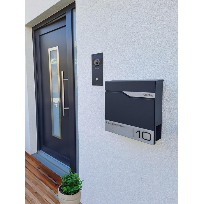 Поштовий ящик Metzler Anthrazit RAL 7016 з газетницею та табличкою з нержавіючої сталі V2A, антикорозійний, сучасний, 10 років гарантії на запчастини