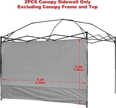 2 Baldachin Side Walls, Tent Side Wall for 3x3m Pop-Up Baldachin, Waterproof with Silver Coating for 3M Straight Leg, Outdoor Pavilions, Instant Awnings, only white side wall (Grey)