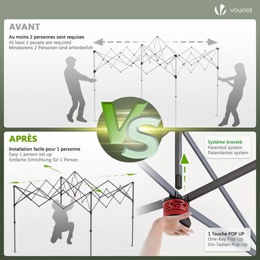 VOUNOT® 3x3m (approx. 10x10ft) Gazebo, Waterproof, Stable, Winter-Proof, Pop-Up Folding Gazebo with 4 Side Walls and 3 Sandbags, Foldable Party Tent, Garden Tent, Garden Gazebo incl. Bag, Green (pop up gazebo white)