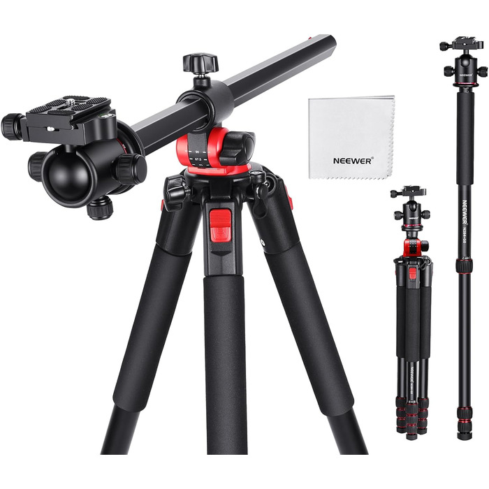 Штатив для камери NEEWER з моноподом, 72 дюйми, алюміній, для DSLR/Camcorder, 360° кульковий голівкою, QR-платівкою Arca, максимальне навантаження 33 lbs, з серветкою для чищення