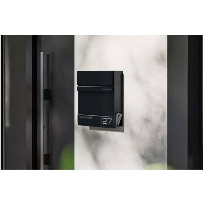 Поштова скринька Metzler Anthrazit RAL 7016 з газетницею та номером будинку – персоналізована лазерним гравіюванням – сучасний поштовий ящик з табличкою, водонепроникний та стійкий до іржі | Модель Hermann