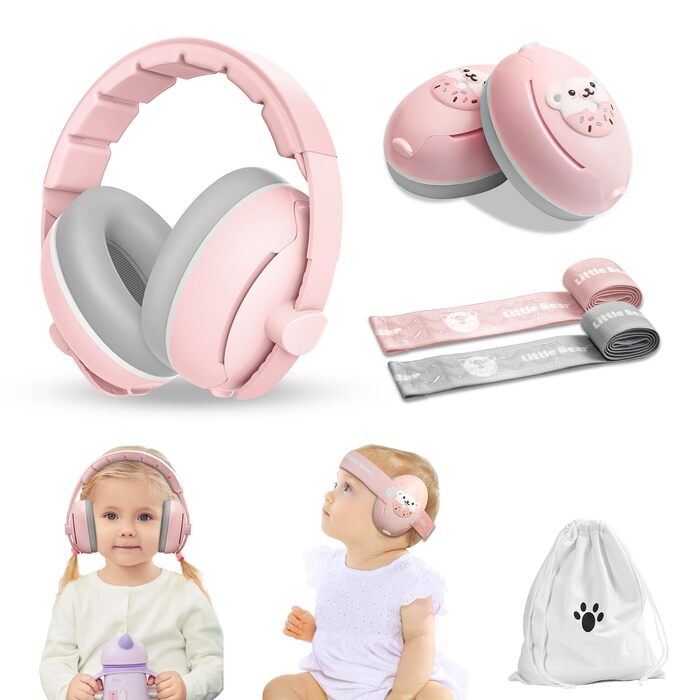 Навушники для дітей Baby Gehörschutz - 2-в-1, захист вух, зменшення шуму, регульоване наголов'я (Рожевий)